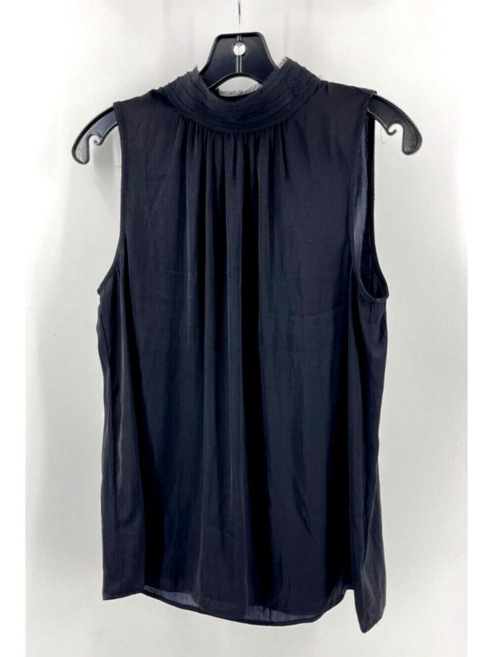 Worthington Women's Sheer Black Sleeveless High Neck Shirt Top Size Small